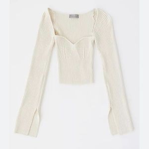 UO Juliet Portrait Neck Sweater Cream
